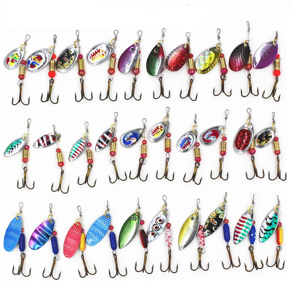 ZWICKE 30pcs Spinner Fishing Lure Kit Metal Sequin Spoon Hard Bait Fishing Wobblers Set Fishing Tackle Isca Atificial Lure Pesca